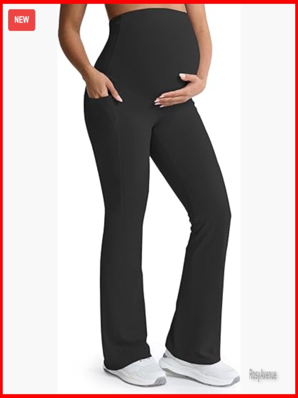 Buttery Soft Maternity Flare Leggings Over The Belly Yoga Pants with Pockets